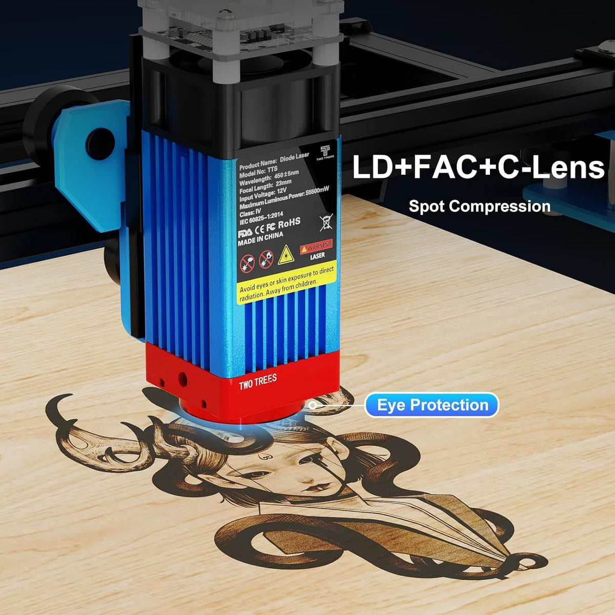 TTS-55 Pro Laser Engraver 5500Mw Laser Engraving Machine