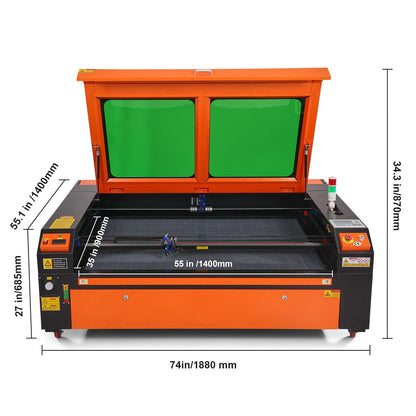 Uimoso 130W CO2 Laser Cutter and Engraver, 35X55 In, 19.7 IPS Speed