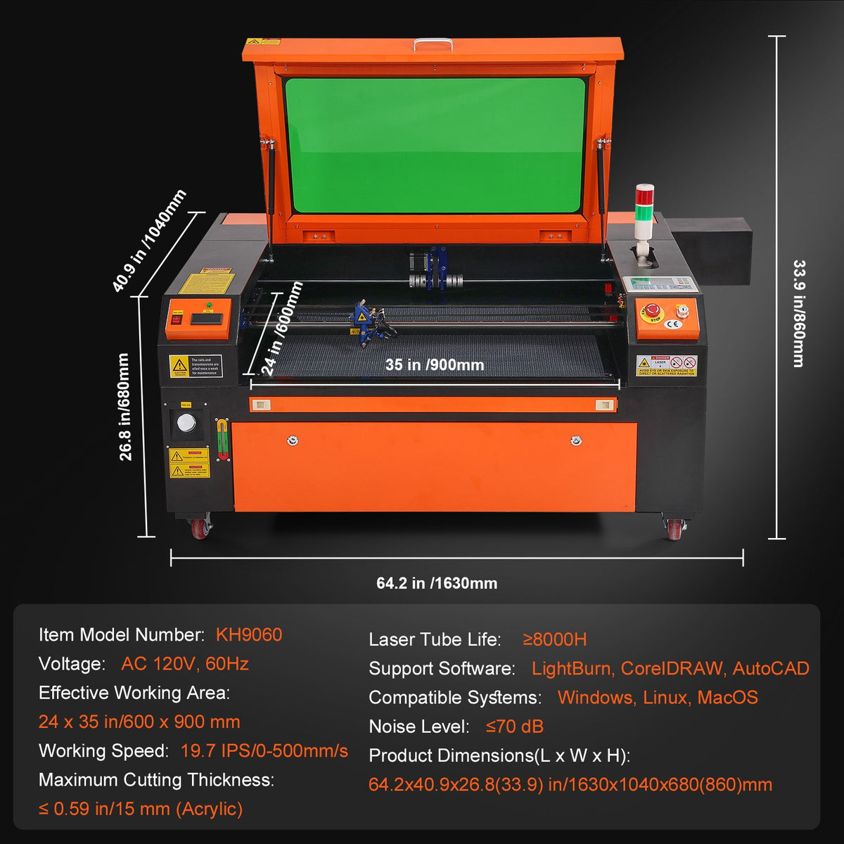 100W 24 X 35 in CO2 Laser Cutter Engraver Cutting Engraving Machine