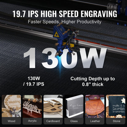 Uimoso 130W CO2 Laser Cutter and Engraver, 35X55 In, 19.7 IPS Speed