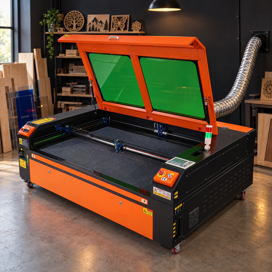 Uimoso 130W CO2 laser cutter in a fabrication shop